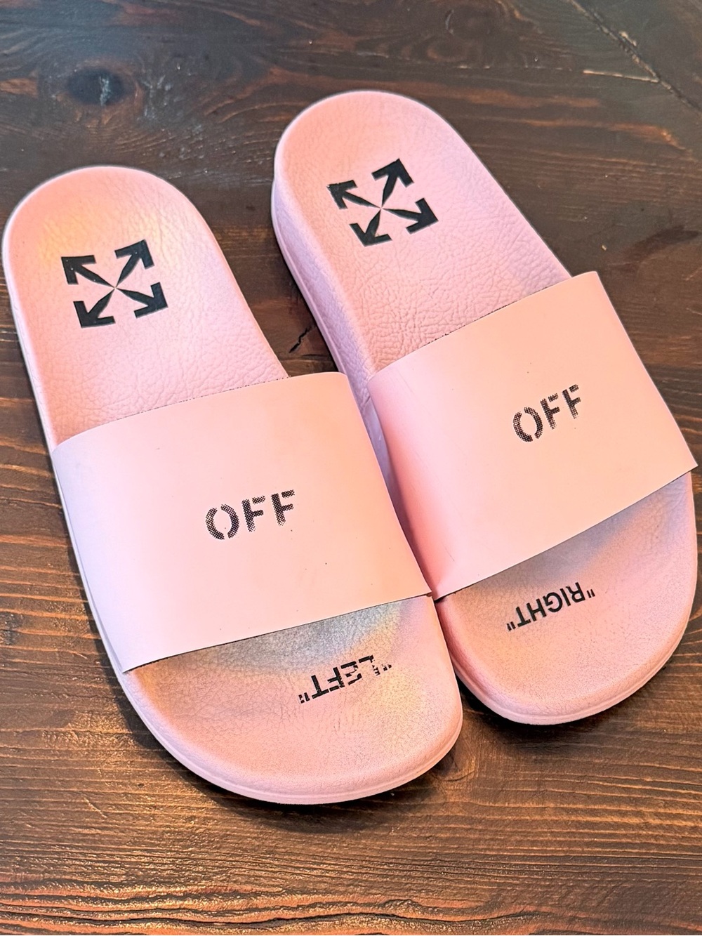 Off-White Pink Slip-On Logo Slides